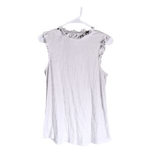 Maurice's Ribbed Knit White Ruffled Tank- Women's Size Medium